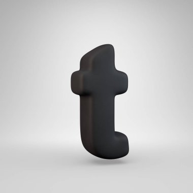 Siyah kauçuk küçük harf T beyaz arka plan üzerinde izole.