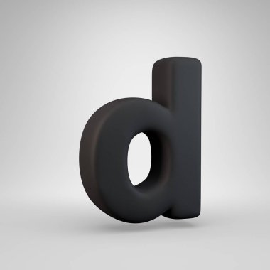 Siyah kauçuk küçük harf D beyaz arka plan üzerinde izole.
