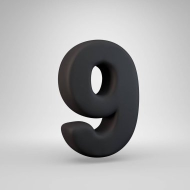 Siyah kauçuk sayısı 9 beyaz arka plan üzerinde izole.