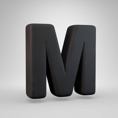 Siyah kauçuk büyük harf M beyaz arka plan üzerinde izole.
