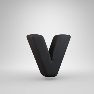 Siyah kauçuk küçük harf V beyaz arka plan üzerinde izole.