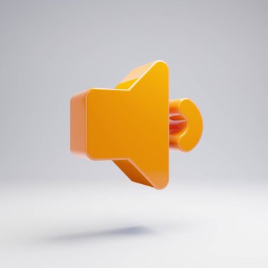 Beyaz arka planda izole simge aşağı hacimli parlak sıcak turuncu hacim.