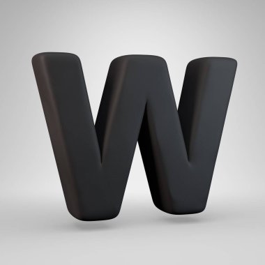 Beyaz arka plan üzerinde izole edilmiş siyah kauçuk büyük harf W.