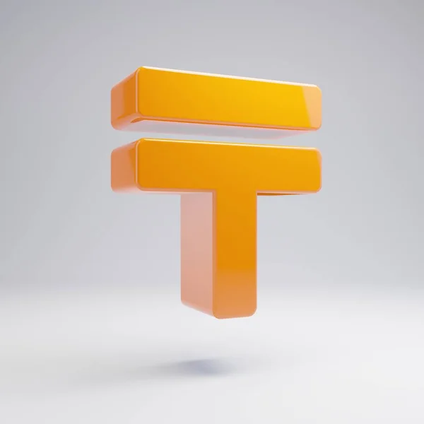 흰색 배경에 격리 된 볼륨 광택 뜨거운 오렌지 tenge 아이콘. — 스톡 사진