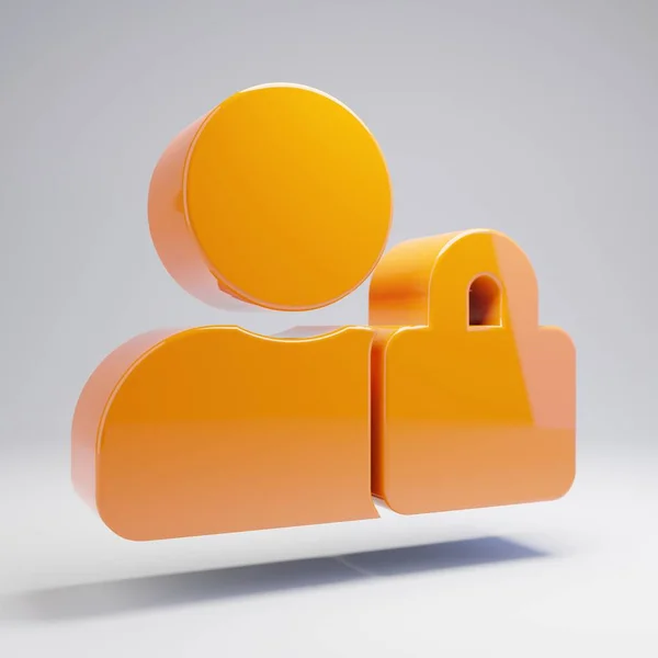 Wolumetryczna błyszcząca gorąca pomarańczowa ikona blokady użytkownika na białym tle. — Zdjęcie stockowe