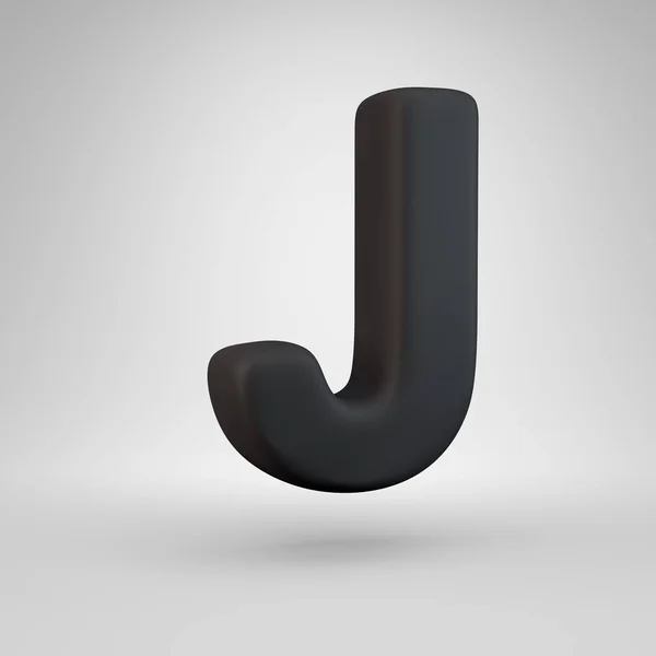 Lettera maiuscola in gomma nera J isolata su sfondo bianco . — Foto Stock