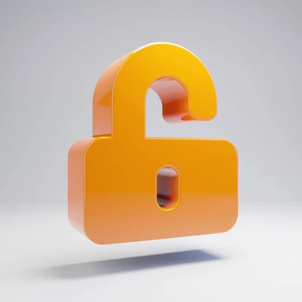 Volumetric glossy hot orange unlock icon isolated on white background. — Stock Photo, Image