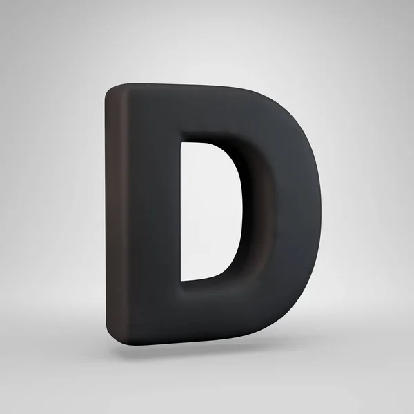 Overflatebokstav D for svart gummi isolert på hvit bakgrunn . – stockfoto