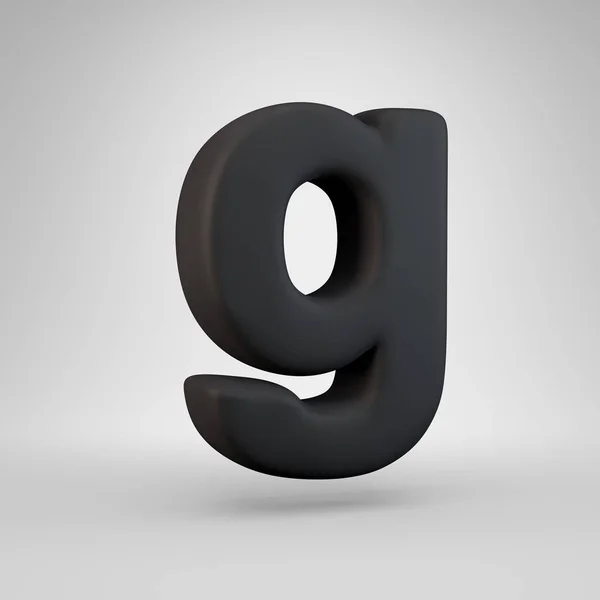 Black rubber lowercase letter G isolated on white background. — Stock Photo, Image