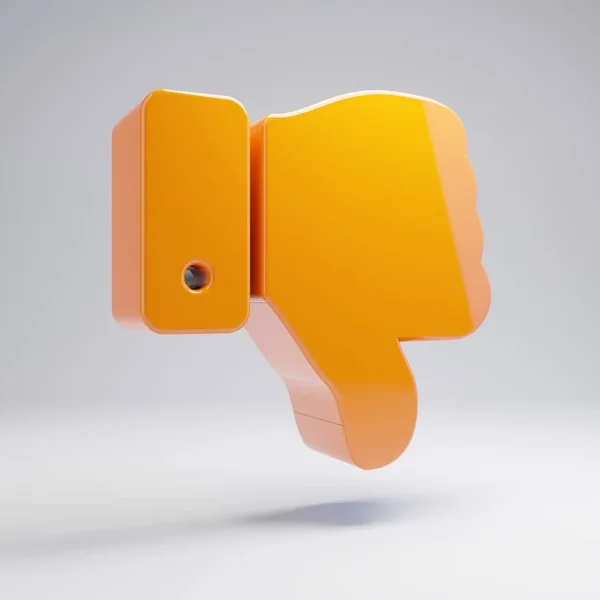 Volumetric brilhante laranja quente polegares para baixo ícone isolado no fundo branco . — Fotografia de Stock