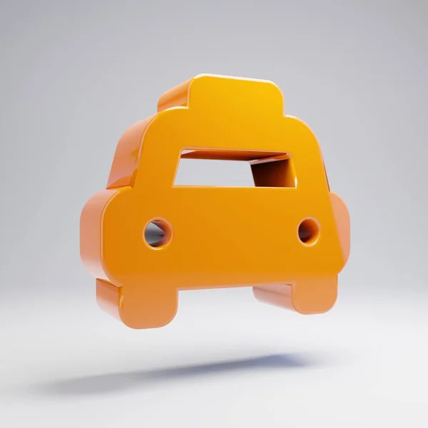 Volumetric brilhante ícone de táxi laranja quente isolado no fundo branco . — Fotografia de Stock
