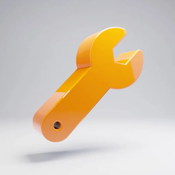 Volumetric glossy hot orange wrench icon isolated on white background. — Stock Photo, Image