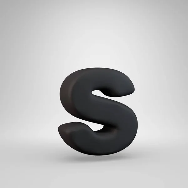 Black rubber lowercase letter S isolated on white background. — Stock Photo, Image