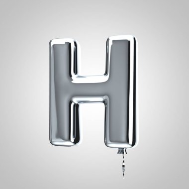 Parlak metalik krom balon harf H büyük harf beyaz arka plan üzerinde izole