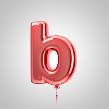 Parlak metalik kırmızı balon harf B küçük beyaz arka plan üzerinde izole