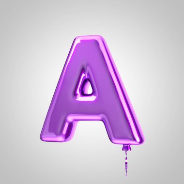 Parlak metalik mor balon harf Beyaz arka plan üzerinde izole bir büyük harf