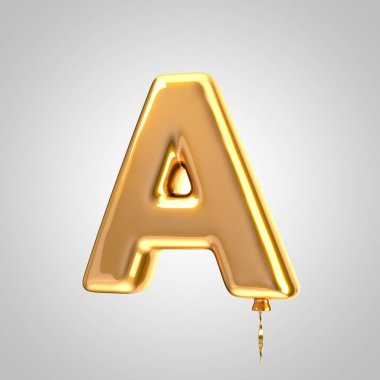 Parlak metalik turuncu balon harf Beyaz arka plan üzerinde izole bir büyük harf