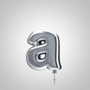 Parlak metalik krom balon harf Beyaz arka plan üzerinde izole küçük harf