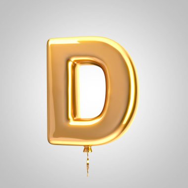 Parlak metalik turuncu balon harf D büyük harf beyaz arka plan üzerinde izole
