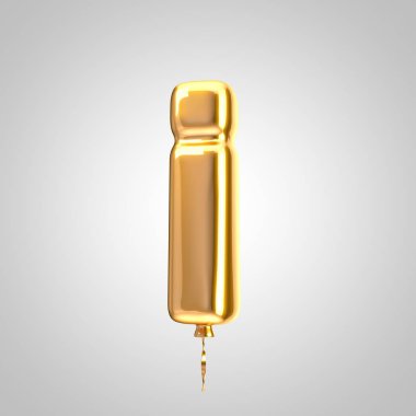 Parlak metalik turuncu balon harf I küçük beyaz arka plan üzerinde izole