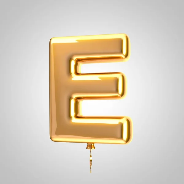 Shiny metallic orange balloon letter E uppercase isolated on white background — Stock Photo, Image