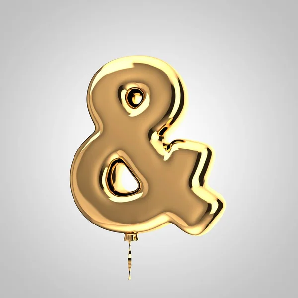 Shiny metallic gold balloon ampersand symbol isolated on white background
