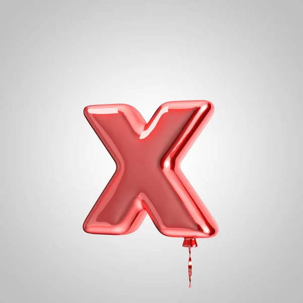 Glänsande metallic röd ballong bokstaven X små bokstäver isolerade på vit bakgrund — Stockfoto