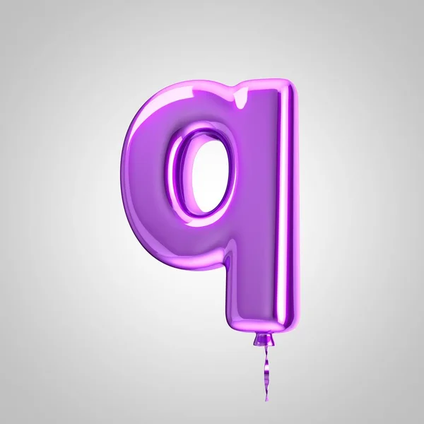 Блестящий металлический фиолетовый шарик буква Q нижнем регистре изолированы на белом фоне — стоковое фото
