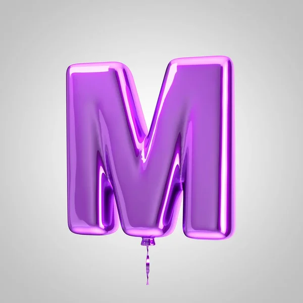 Lesklé kovové fialové písmeno M velké izolované na bílém pozadí — Stock fotografie