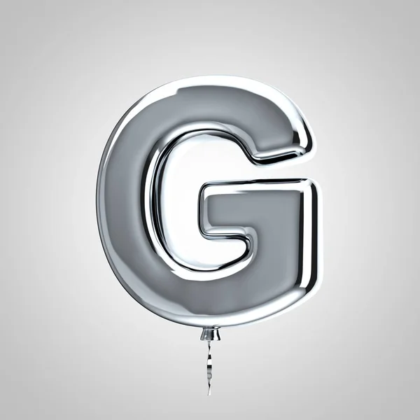 Balão cromado metálico brilhante letra G maiúscula isolada sobre fundo branco — Fotografia de Stock