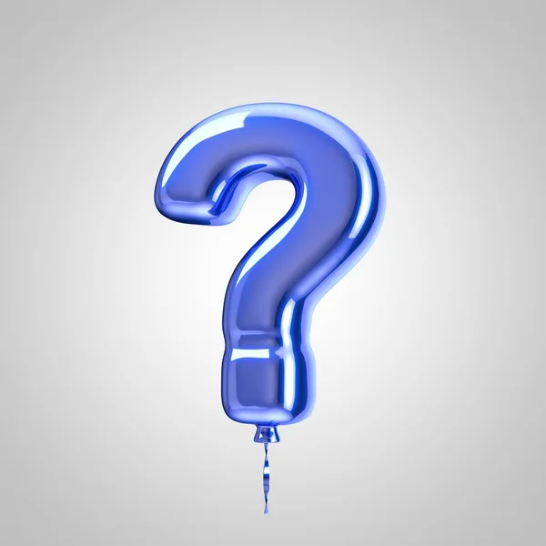 Shiny metallic blue balloon question mark symbol isolated on white background — Stock Photo, Image