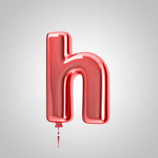 Shiny metallic red balloon letter H lowercase isolated on white background