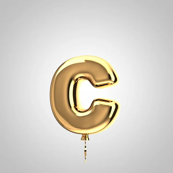 Glanzende metallic goud ballon letter C kleine letters geïsoleerd op witte achtergrond — Stockfoto