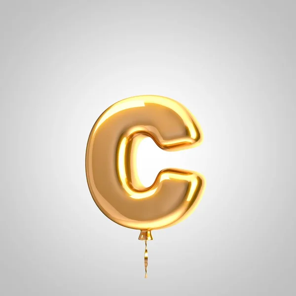 Glanzende metallic oranje ballon letter C kleine letters geïsoleerd op witte achtergrond — Stockfoto