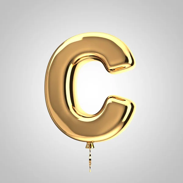 Glanzende metallic goud ballon letter C hoofdletters geïsoleerd op witte achtergrond — Stockfoto