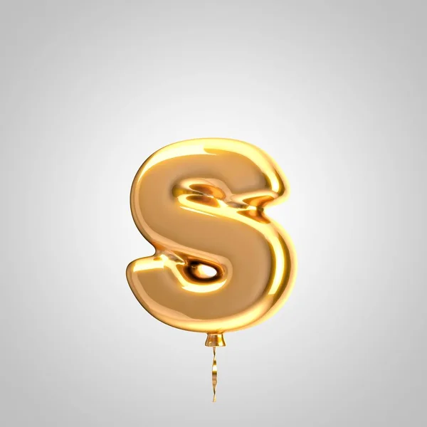 Glanzende metallic oranje ballon letter S kleine letters geïsoleerd op witte achtergrond — Stockfoto