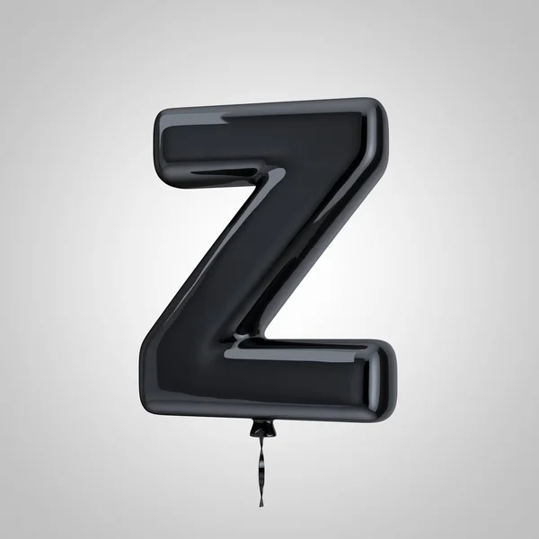 Glänsande metallisk svart ballong brev Z versaler isolerade på vit bakgrund — Stockfoto