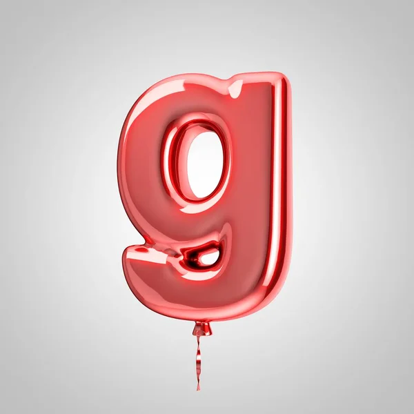 闪亮的金属红色气球字母 G 小写在白色背景上隔离 — 图库照片
