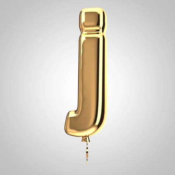 Блестящий металлический золотой шарик буква J нижний корпус изолирован на белом фоне — стоковое фото