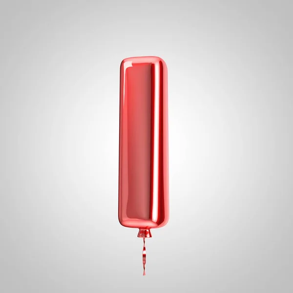 Palloncino rosso metallizzato lucido lettera L minuscolo isolato su sfondo bianco — Foto Stock