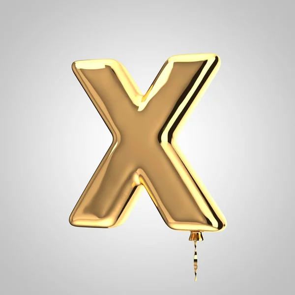 Parlak metalik altın balon harf X büyük harf beyaz arka plan üzerinde izole — Stok fotoğraf