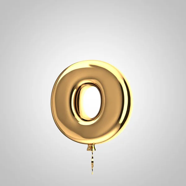 Glänsande metalliskt guld ballong bokstav O små bokstäver isolerade på vit bakgrund — Stockfoto