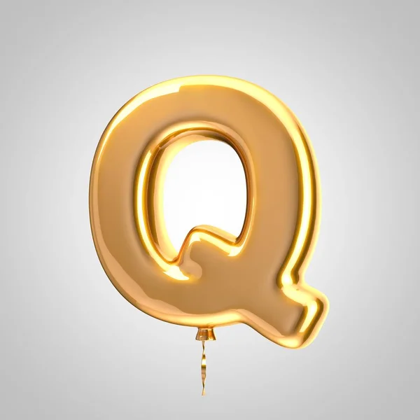 Shiny metallic orange balloon letter Q uppercase isolated on white background — Stock Photo, Image