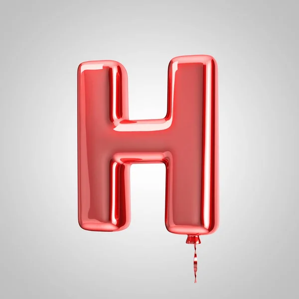 Glanzende metallic rode ballon letter H hoofdletters geïsoleerd op witte achtergrond — Stockfoto