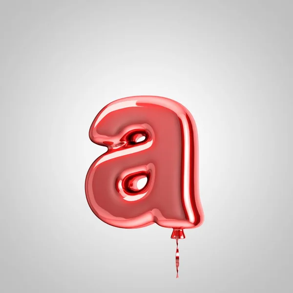 Shiny metallic red balloon letter A lowercase isolated on white background