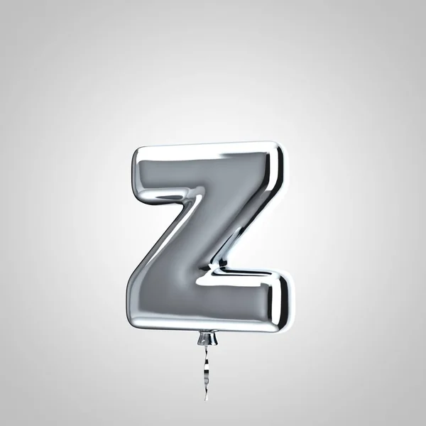 Parlak metalik krom balon harf Z küçük beyaz arka plan üzerinde izole — Stok fotoğraf