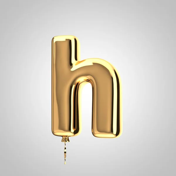 Balão de ouro metálico brilhante letra H minúscula isolada sobre fundo branco — Fotografia de Stock
