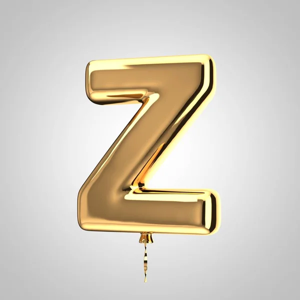 Shiny metallic gold balloon letter Z uppercase isolated on white background