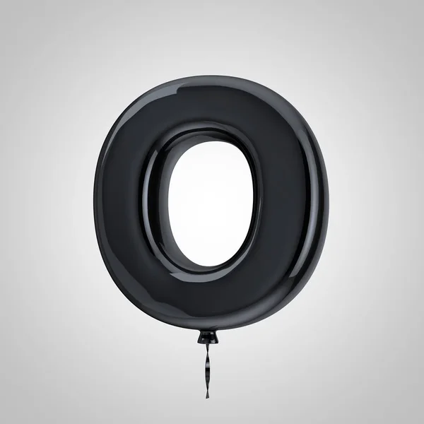 Shiny metallic black balloon letter O uppercase isolated on white background — Stock Photo, Image