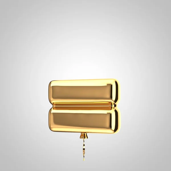 Palloncino in oro metallico lucido uguale simbolo isolato su sfondo bianco — Foto Stock